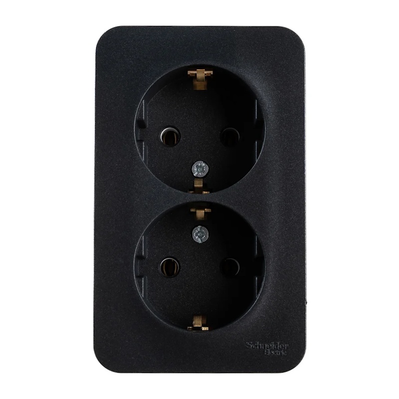 Розетка о/у Blanca BLNRA010216, 2 гнезда, с/з, антрацит