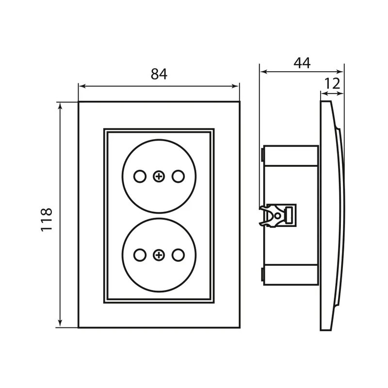Розетка с/у Минск ERR10-102-200, 2 гнезда, б/з, з/ш, бежевая