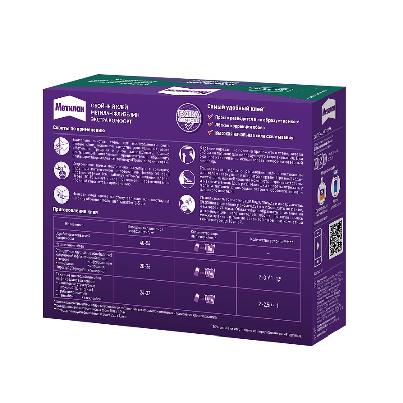 Клей для обоев Metylan Флизелин Экстра Комфорт (200г)