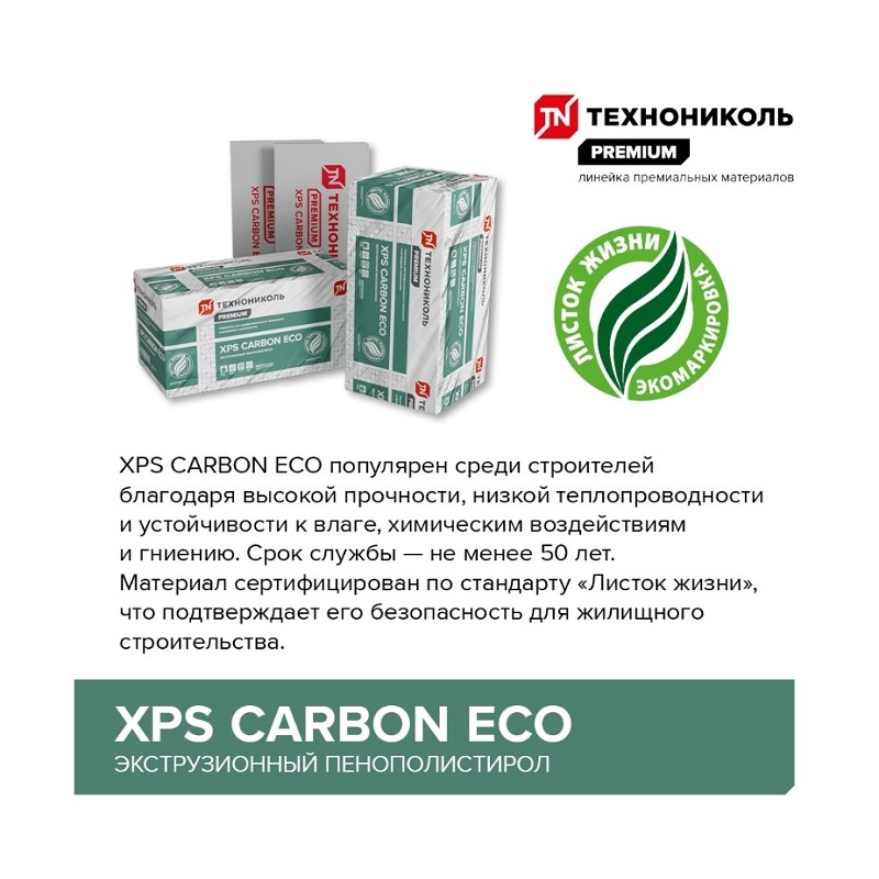 Пенополистирол экструдированный Технониколь XPS Carbon Eco 1180х580х50 мм, 8 шт