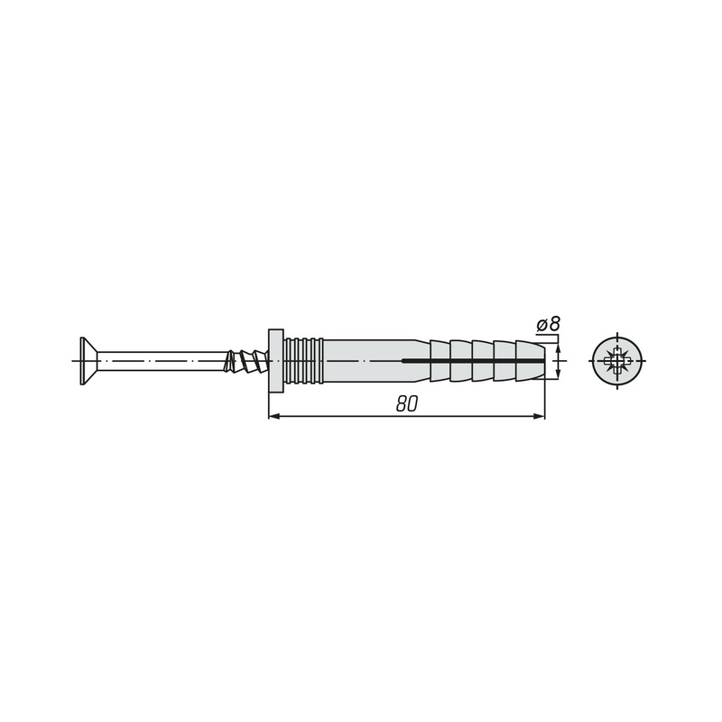 Дюбель-гвоздь SWFS 8L80 (150 шт)