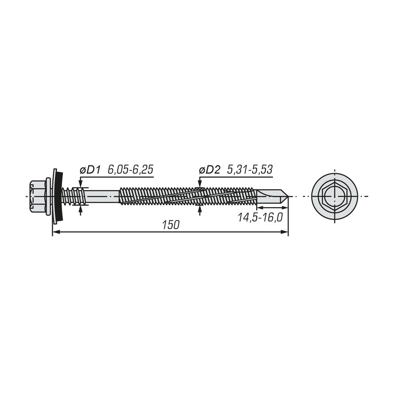 Саморез для сэндвич-панелей SWFS 6,3/5,5х150 (70 шт)