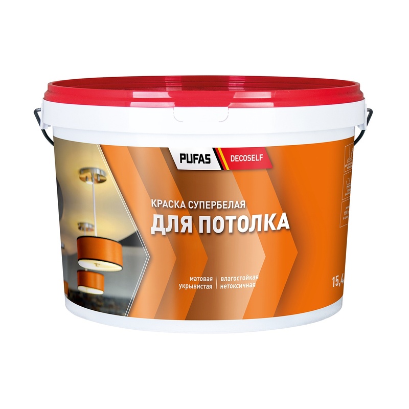 Краска для потолка Pufas Decoself белая, морозостойкая (15,4 кг)
