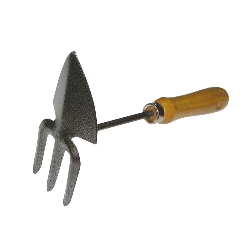 Мотыжка садовая Farina 93105, сердцевидное лезвие 3 зубца, деревянная рукоятка, 250 мм