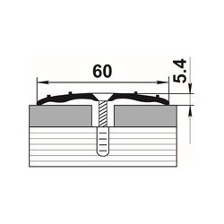 Порог стыкоперекрывающий Лука, серебро (1,8 м х 60 мм)