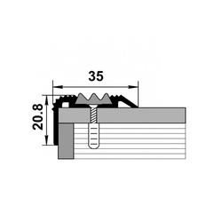 Порог угл. с ПВХ встав. Лука, серебро анод. (1,8 м х 30,8 мм х 68 мм)