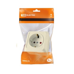 Розетка о/у Ладога SQ1801-0064, 1 гнездо, с/з, з/ш, слоновая кость