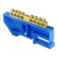 Шина "N" нулевая с изолятором на DIN-рейку 100А, 6х9 мм (8 отв.) большая стойка