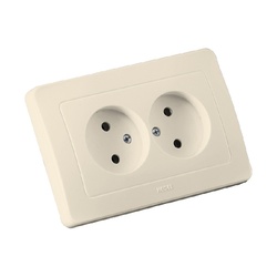 Розетка с/у Master РС16-341-01, 2 гнезда, б/з, слоновая кость