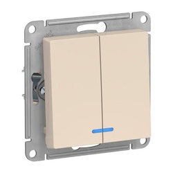 Выключатель с/у Atlasdesign ATN000253, 2 клавиши, с/инд, бежевый