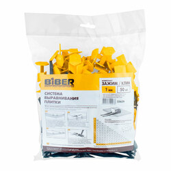 Комплект СВП Biber 55639 зажим (флажок) и клин 1 мм (по 50 шт.)