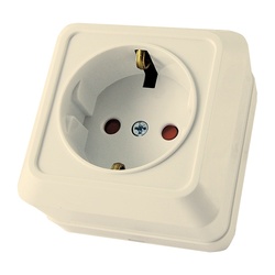 Розетка о/у Ладога SQ1801-0064, 1 гнездо, с/з, з/ш, слоновая кость