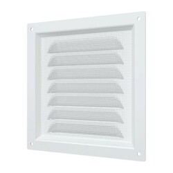 Решетка Era МЭ 150х150 мм, с москит. сеткой, металл белая