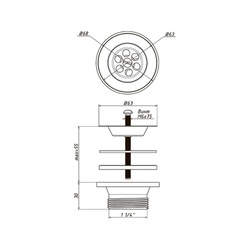 Выпуск Orio А-3204-2, 1 1/4" с нержавеющей решеткой d=63мм