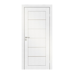 Полотно дверное OLOVI Канзас экошпон Дуб Белоснежный 600х2000 мм со стеклом